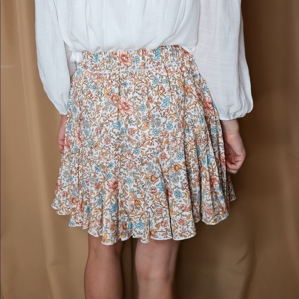 Floral fringe tie swing skirt - Picture 2 of 4